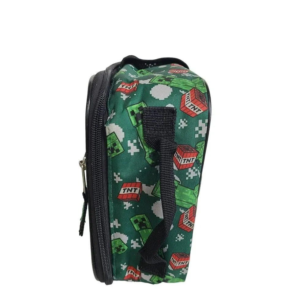 Minecraft Lunch Box Creeper TNT Boys 3 Compartment 10" Plastic Black Insulated - Picture 2 of 13